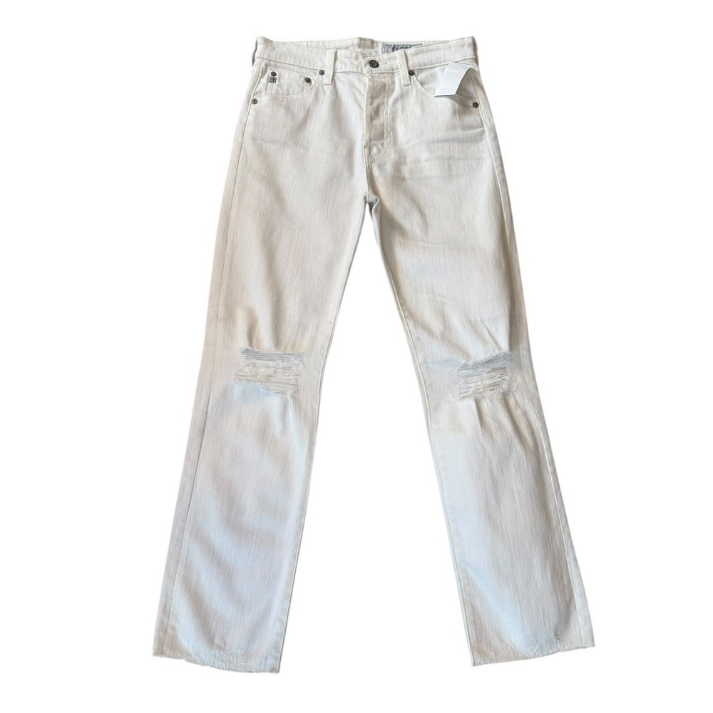 AG Adriano Goldschmied Sloan Crop White Distressed Straight Jeans Size 4 27 NEW